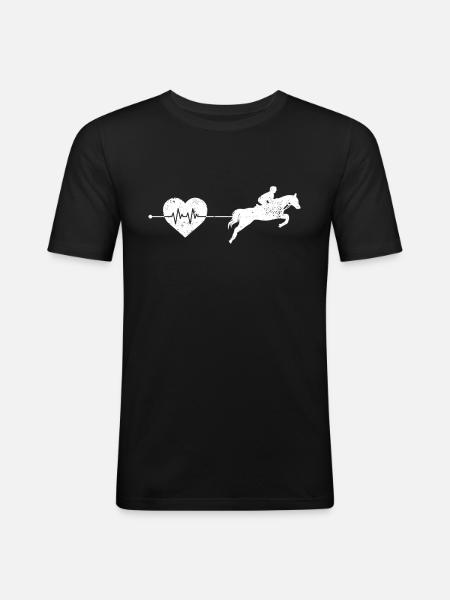 Pferd Herzschlag - Männer Slim Fit T-Shirt - Schwarz
