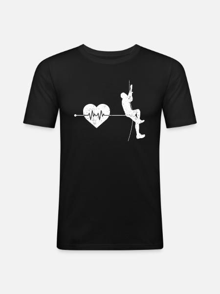Climbing heartbeat - Men's Slim Fit T-Shirt - black