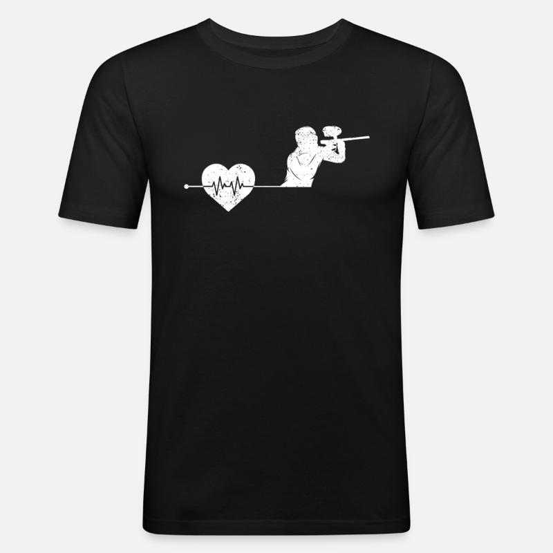 Paintball Herzschlag - Männer Slim Fit T-Shirt - Schwarz