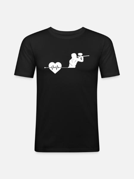 Paintball heartbeat - Men's Slim Fit T-Shirt - black