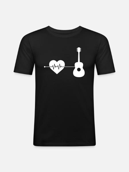 Guitar heartbeat - Men's Slim Fit T-Shirt - black