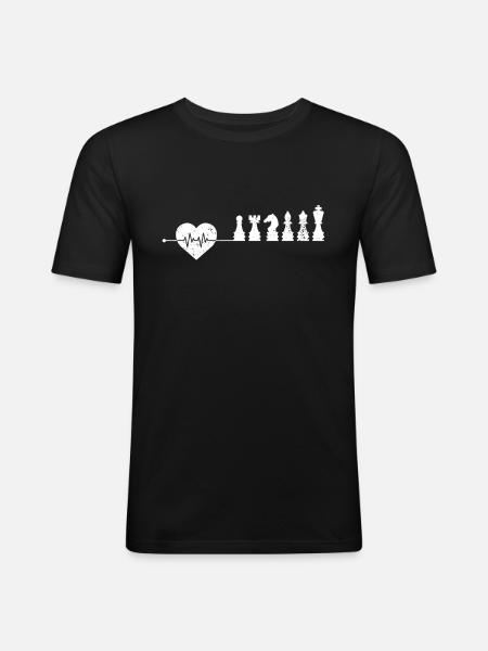 Chess Heartbeat - Men's Slim Fit T-Shirt - black