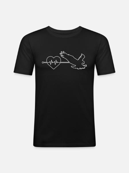 Eagle heartbeat - Men's Slim Fit T-Shirt - black