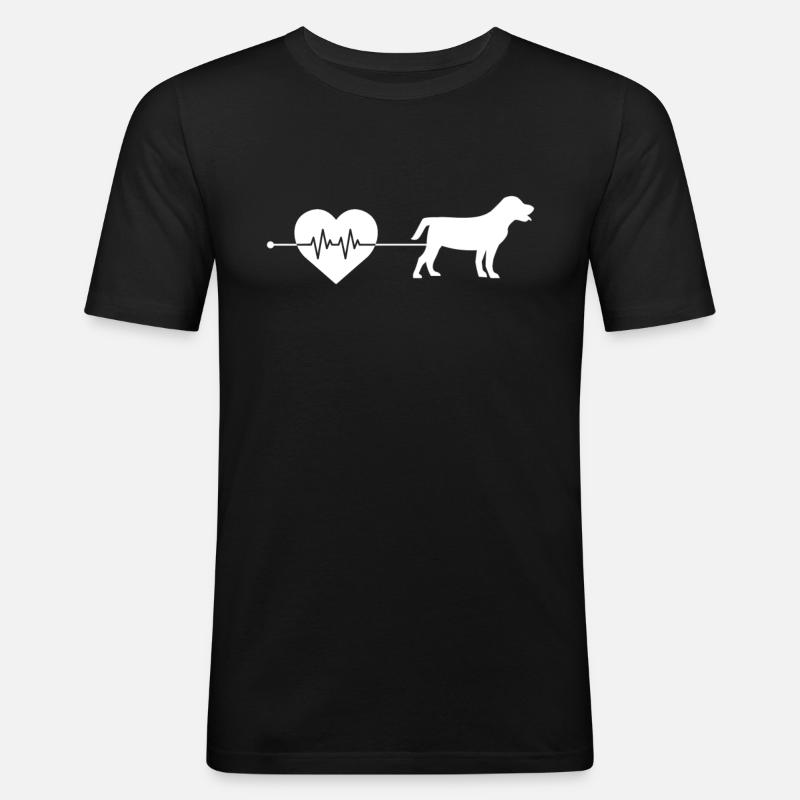 Hund Herzschlag - Männer Slim Fit T-Shirt - Schwarz