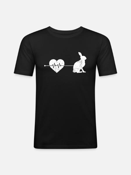 Rabbit heartbeat - Men's Slim Fit T-Shirt - black