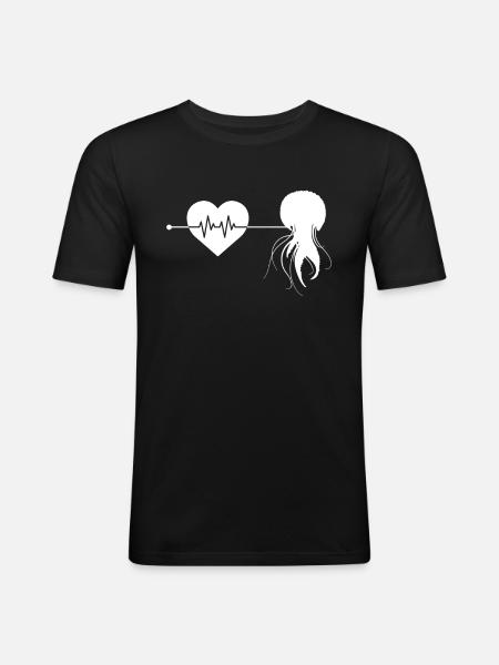 Jellyfish heartbeat - Men's Slim Fit T-Shirt - black