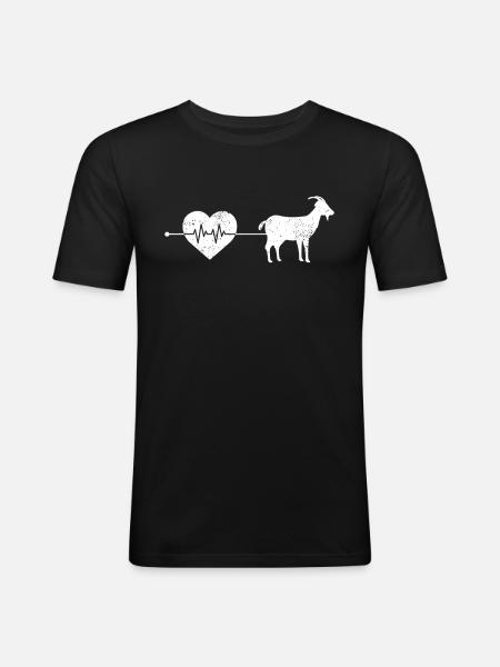 Ziege Herzschlag - Männer Slim Fit T-Shirt - Schwarz