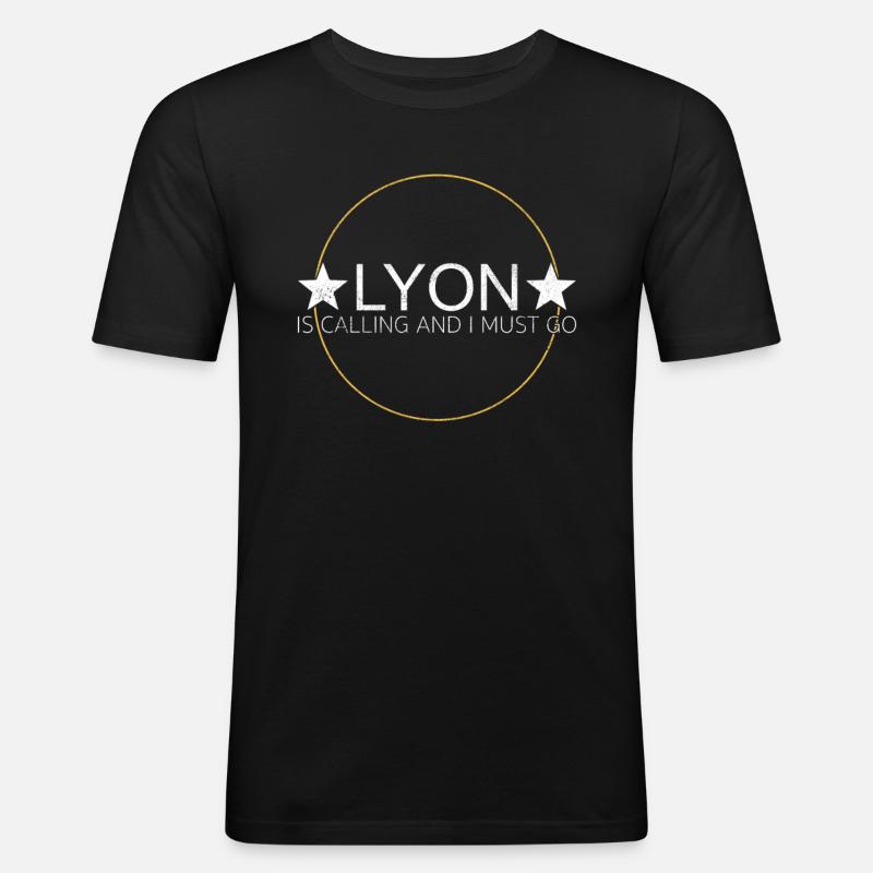 Lyon Spruch - Männer Slim Fit T-Shirt - Schwarz