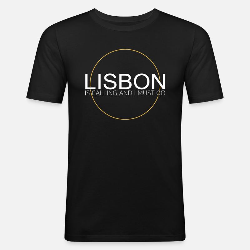 Lissabon Spruch - Männer Slim Fit T-Shirt - Schwarz