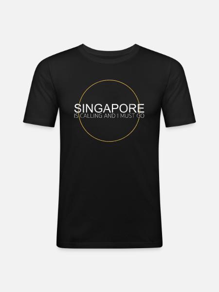 Citation de Singapour - T-shirt près du corps Homme - noir