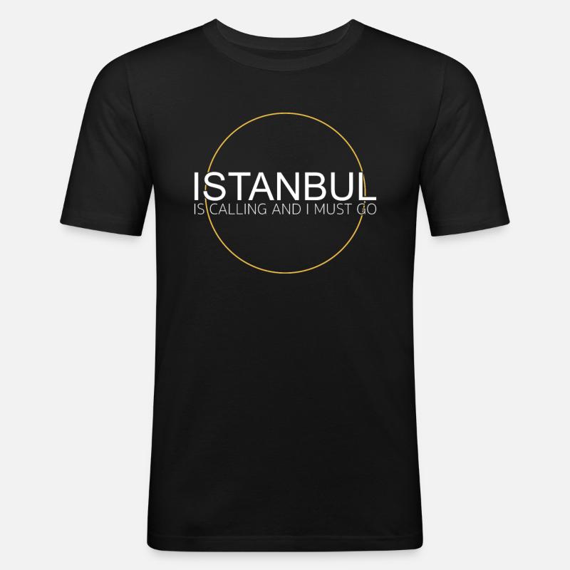 Istanbul is calling - Männer Slim Fit T-Shirt - Schwarz