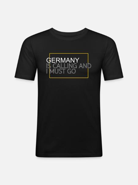 Deutschland Spruch - Männer Slim Fit T-Shirt - Schwarz