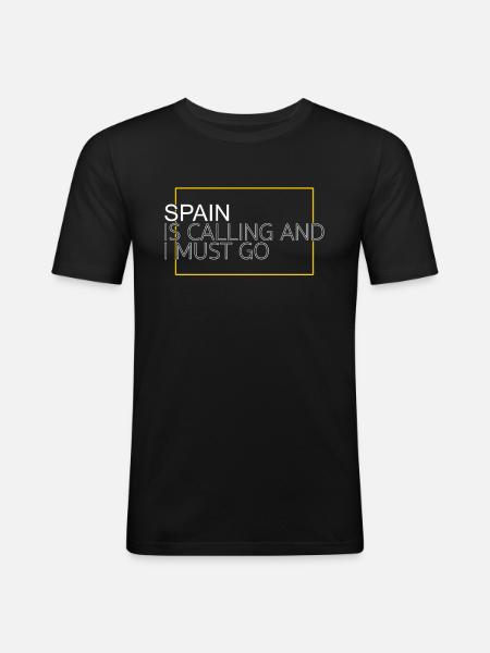 Spanien Spruch - Männer Slim Fit T-Shirt - Schwarz