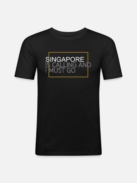 Citation de Singapour - T-shirt près du corps Homme - noir