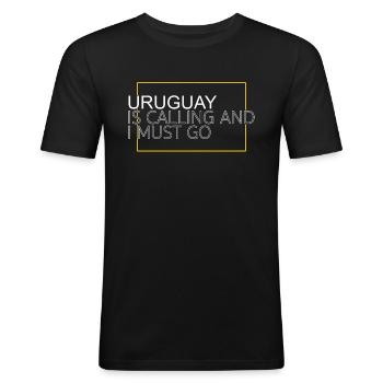 Uruguay Spruch - Männer Slim Fit T-Shirt - Schwarz - Vorne - Nik (191cm)