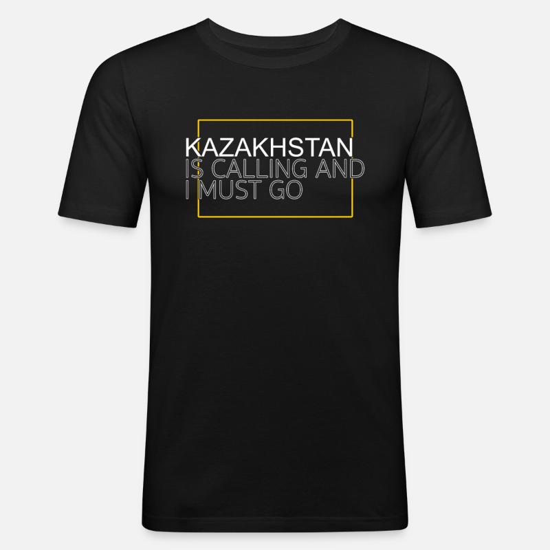 Kasachstan Spruch - Männer Slim Fit T-Shirt - Schwarz