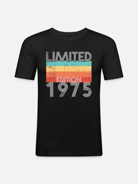 Limited Edition Retro 1975 - Männer Slim Fit T-Shirt - Schwarz