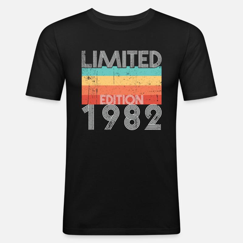Limited Edition Retro 1982 - Männer Slim Fit T-Shirt - Schwarz