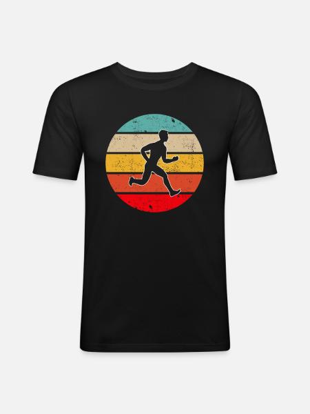 Jogging rétro - T-shirt près du corps Homme - noir