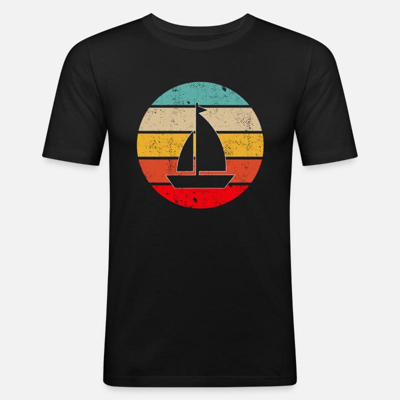Segeln Retro - Männer Slim Fit T-Shirt - Schwarz