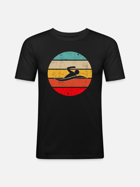 Natation Rétro - T-shirt près du corps Homme - noir
