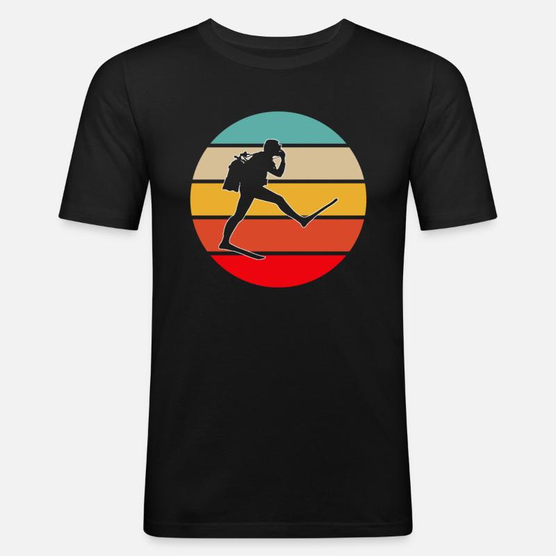 Tauchen Retro - Männer Slim Fit T-Shirt - Schwarz