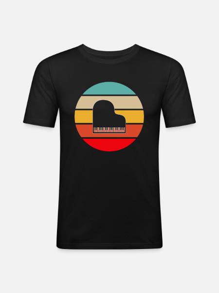 Klavier Retro - Männer Slim Fit T-Shirt - Schwarz