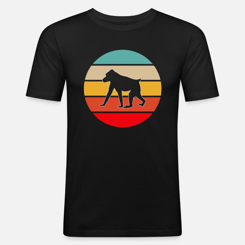 Affe Retro - Männer Slim Fit T-Shirt - Schwarz