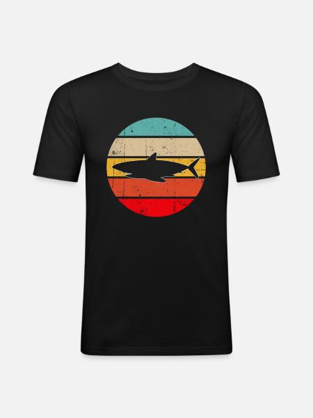 Requin Rétro - T-shirt près du corps Homme - noir