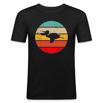 Pelikan Rétro - T-shirt près du corps Homme - noir - Devant - Nik (191cm)