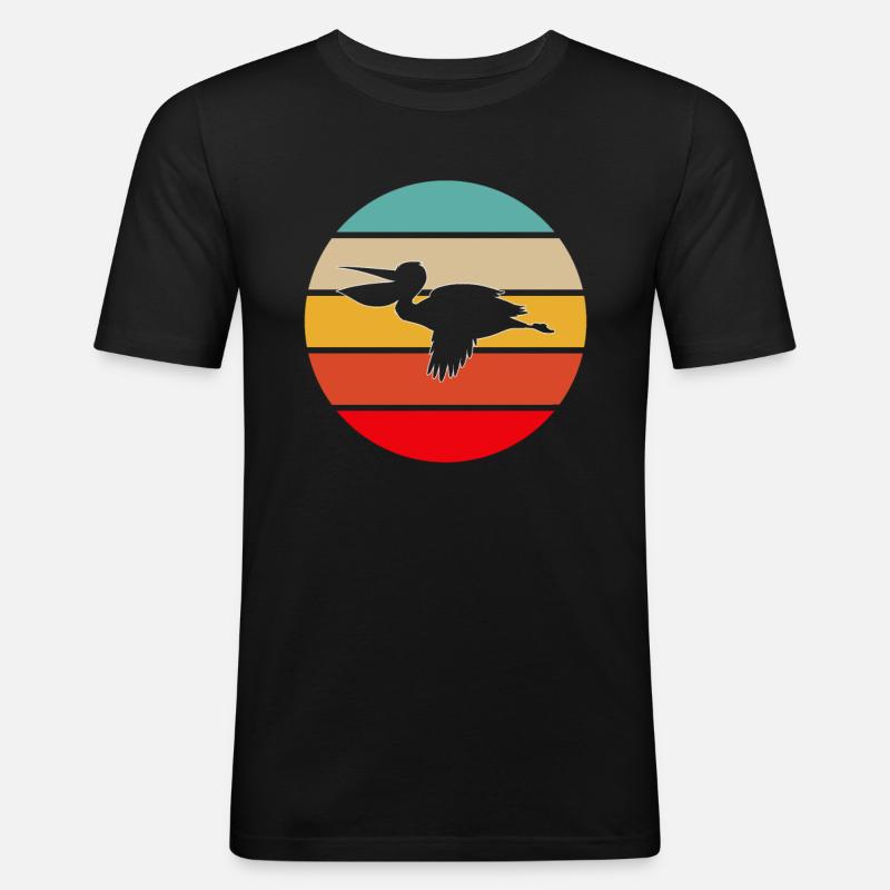 Pelikan Retro - Männer Slim Fit T-Shirt - Schwarz