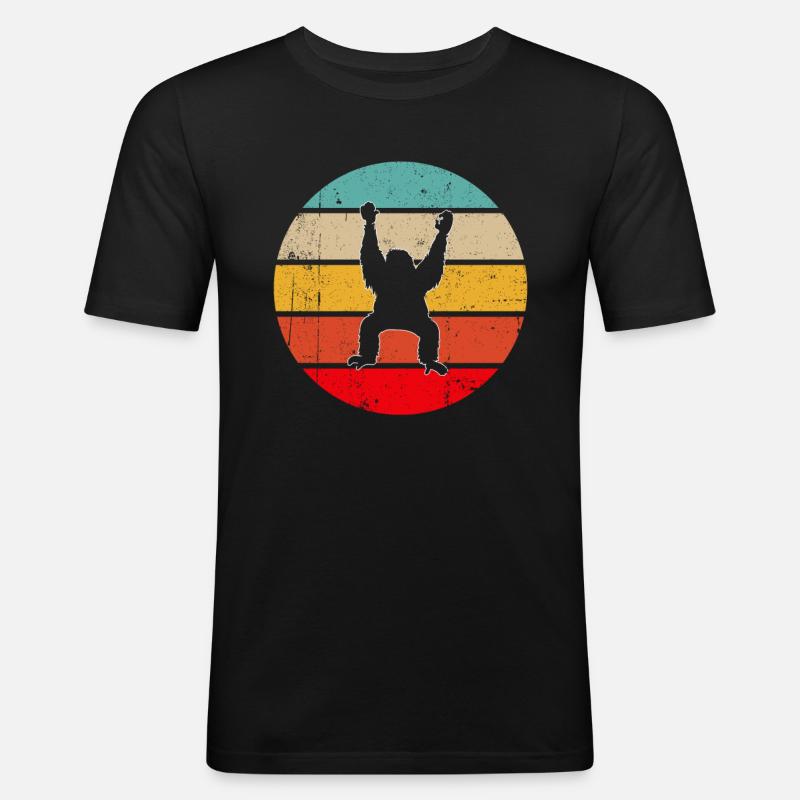 Orang Utan Retro - Männer Slim Fit T-Shirt - Schwarz