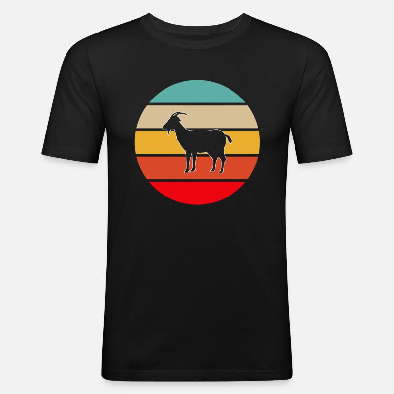 Ziege Retro - Männer Slim Fit T-Shirt - Schwarz