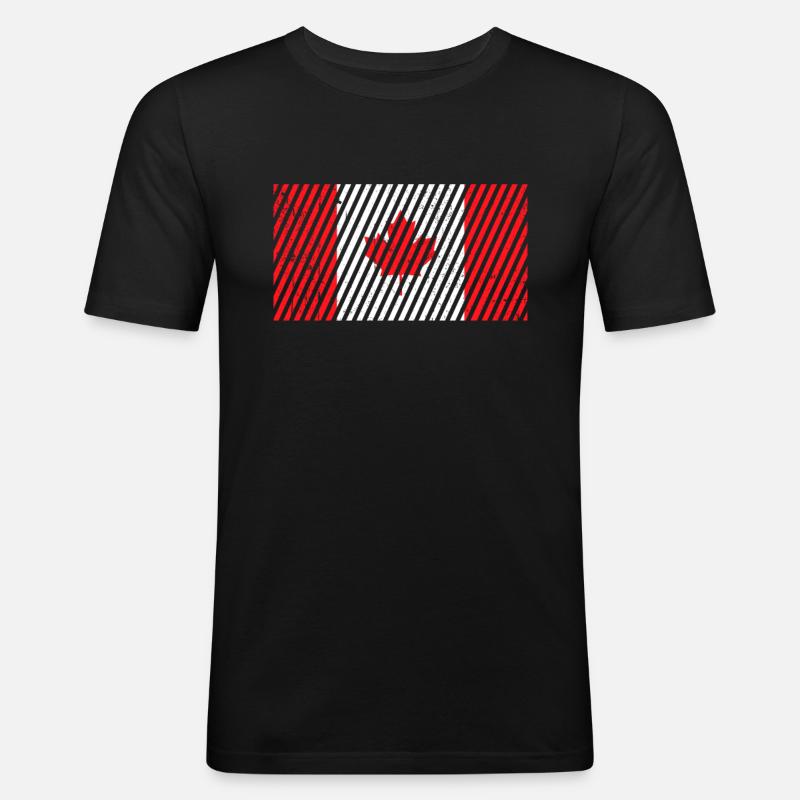 Kanada Flagge - Männer Slim Fit T-Shirt - Schwarz