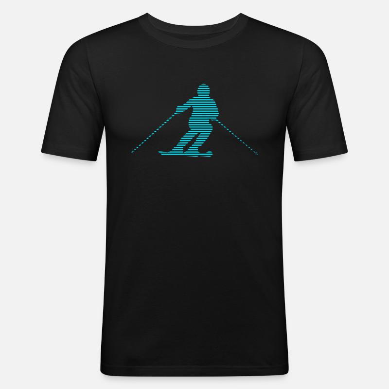 Ski - Männer Slim Fit T-Shirt - Schwarz