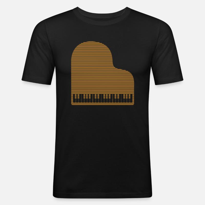 Klavier - Männer Slim Fit T-Shirt - Schwarz