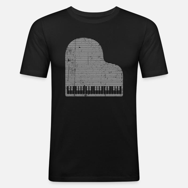 Klavier - Männer Slim Fit T-Shirt - Schwarz