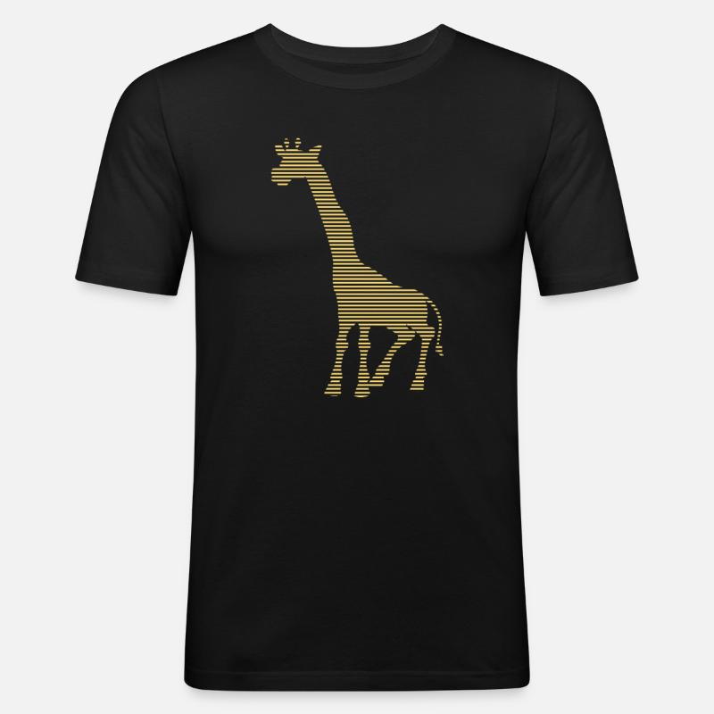 Giraffe - Männer Slim Fit T-Shirt - Schwarz