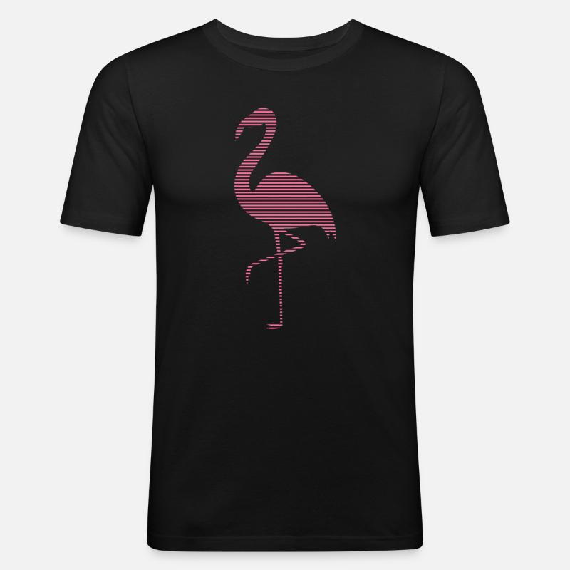 Flamingo - Männer Slim Fit T-Shirt - Schwarz