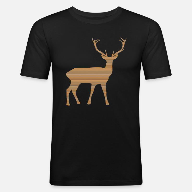 Hirsch - Männer Slim Fit T-Shirt - Schwarz