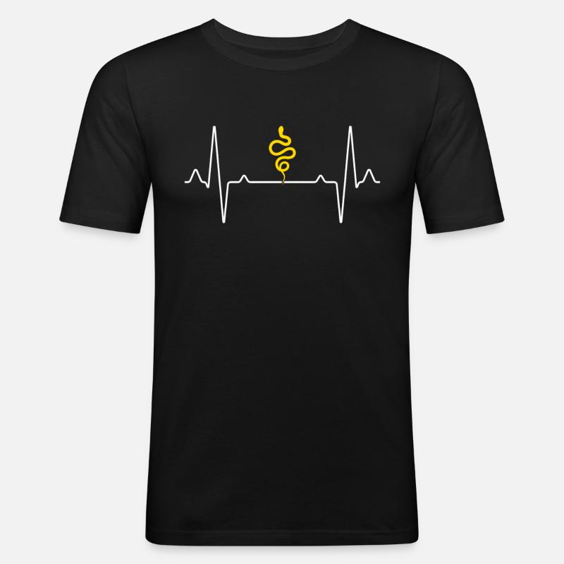 Schlange Herzschlag - Männer Slim Fit T-Shirt - Schwarz