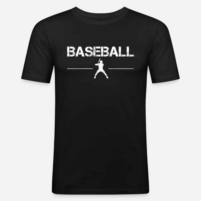 Baseball - Männer Slim Fit T-Shirt - Schwarz