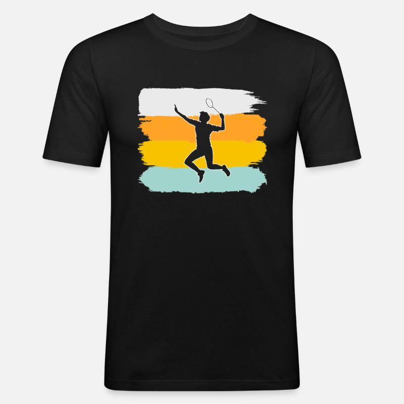 Badminton Retro - Männer Slim Fit T-Shirt - Schwarz