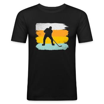 Eishockey Retro - Männer Slim Fit T-Shirt - Schwarz - Vorne - Nik (191cm)
