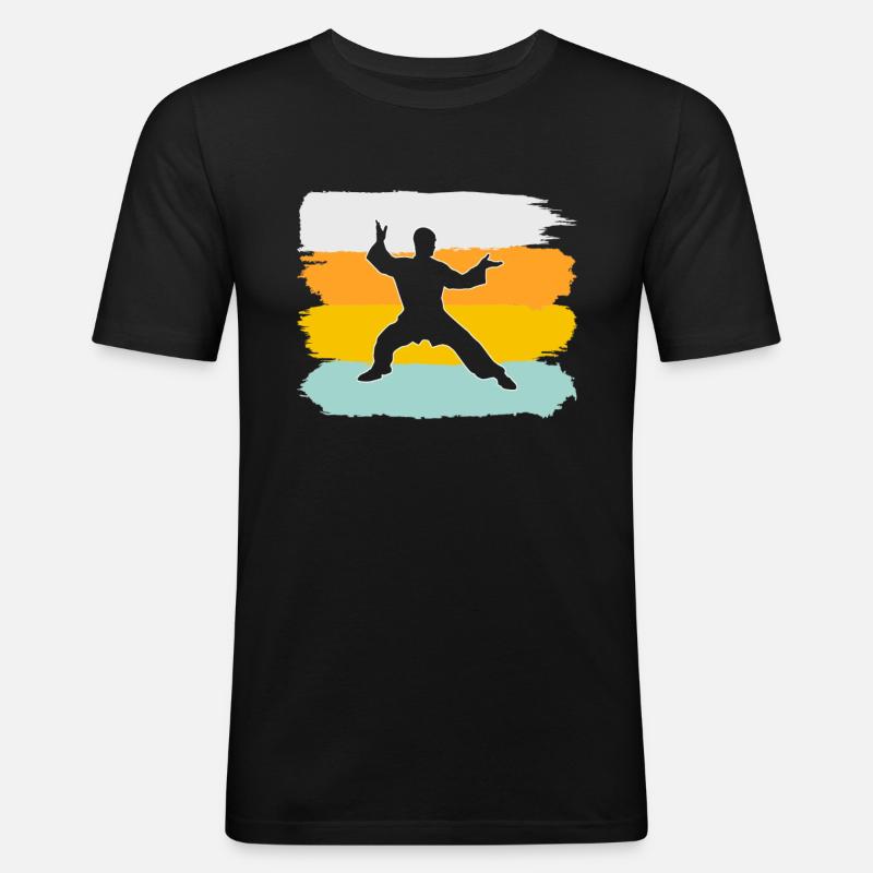 Kampfsport Retro - Männer Slim Fit T-Shirt - Schwarz