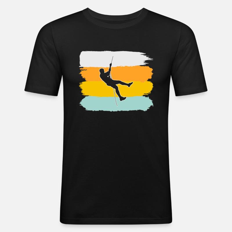 Klettern Retro - Männer Slim Fit T-Shirt - Schwarz