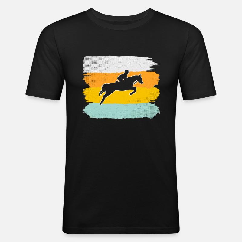Pferde Retro - Männer Slim Fit T-Shirt - Schwarz