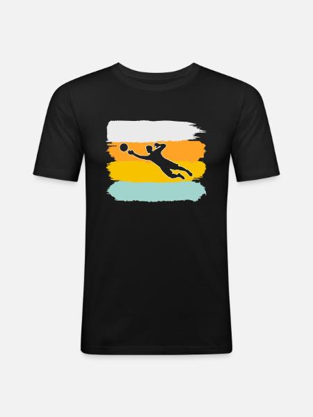 Torwart Retro - Männer Slim Fit T-Shirt - Schwarz