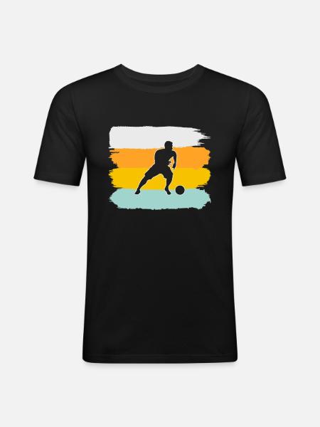 Fußball Retro - Männer Slim Fit T-Shirt - Schwarz