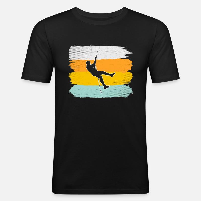Klettern retro - Männer Slim Fit T-Shirt - Schwarz